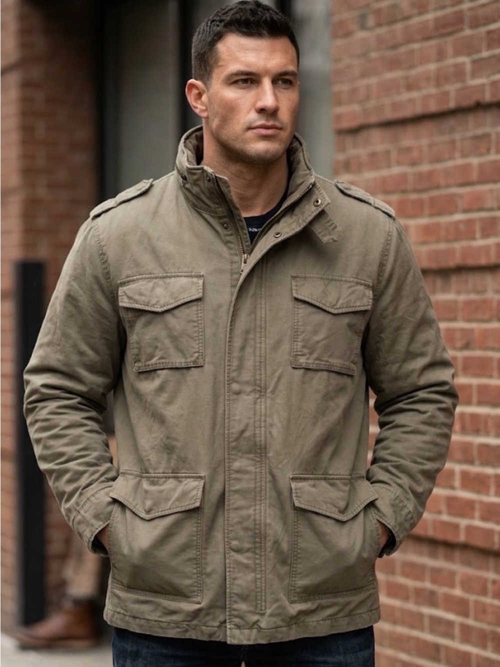Men's Olive Green Military Field Jacket A43